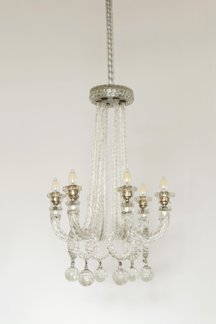 Six Arm Murano Glass Chandelier
