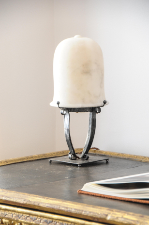 Art Deco Alabaster & Iron Table Lamp