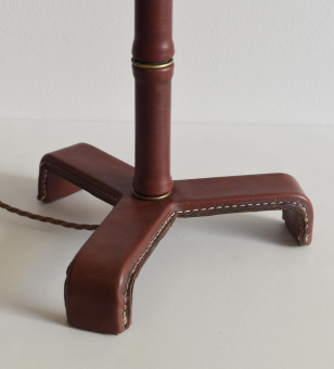 Red Leather 'Faux Bamboo' Table Lamp