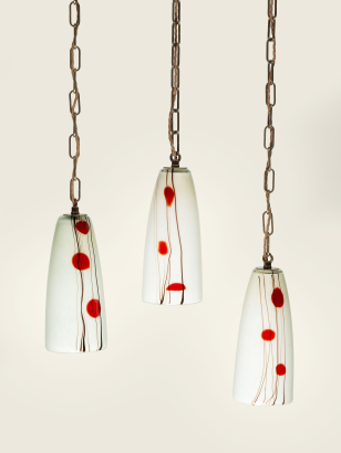 Set of Three 1970's Murano Pendants