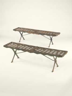 Pair of Victorian Cast Iron Greenhouse Benches