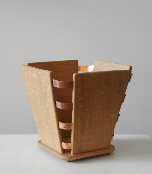 Wood & Copper Bound Wastepaper Bin Wood & Copper Bound Wastepaper Bin