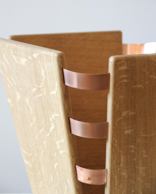 Wood & Copper Bound Wastepaper Bin