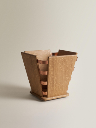Wood & Copper Bound Wastepaper Bin Wood & Copper Bound Wastepaper Bin