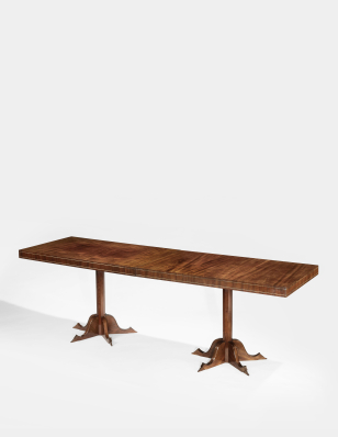 Sectional Two Pillar Mahogany Dining Table