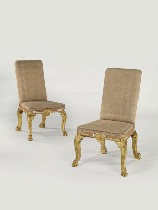 Set of Eight George I Gilt Gesso Dining Chairs