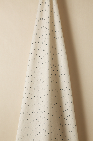 Sheer Linen in Teal Spot on Chalk