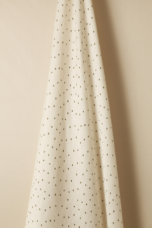 Sheer Linen in Olive Spot on Chalk