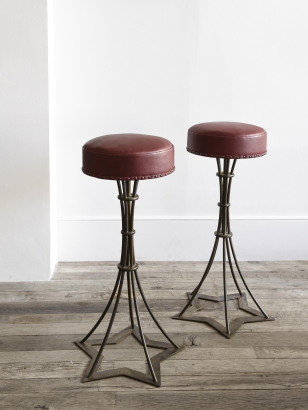 Pair of Bronze 'Star' Bar Stools
