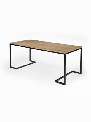 Patinated Steel Oak Table
