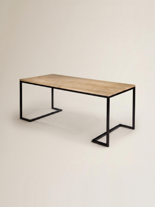 Patinated Steel Oak Table