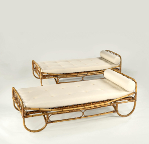 Pair of 1960's Italian Bamboo Daybeds