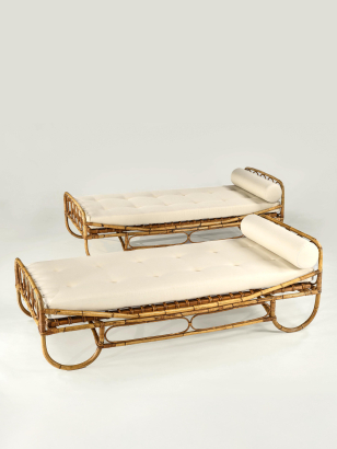 Pair of 1960's Italian Bamboo Daybeds