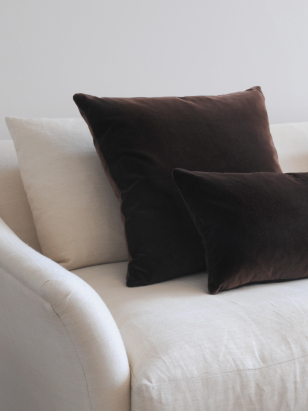 Small Plain Cushion in Dark Brown