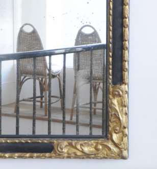 17th Century Spanish Black & Gold Mirror Frame
