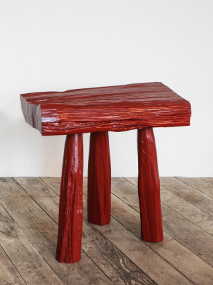 Urishi Red Stool by Max Lamb