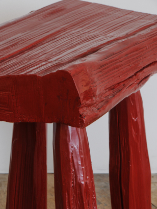 Urishi Red Stool by Max Lamb