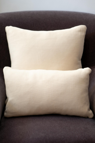Small Plain Cushion in Cream Heavy Weight Linen