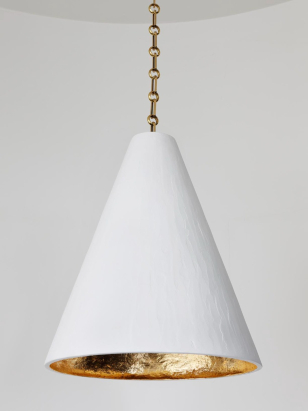 Gilded Plaster Cone Hanging Light