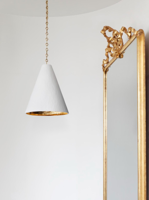 Gilded Plaster Cone Hanging Light