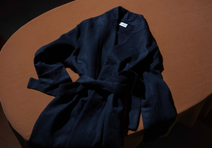 Woollen Bathrobe/Dressing Gown in Herringbone 