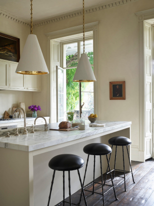 Gilded Plaster Cone Hanging Light